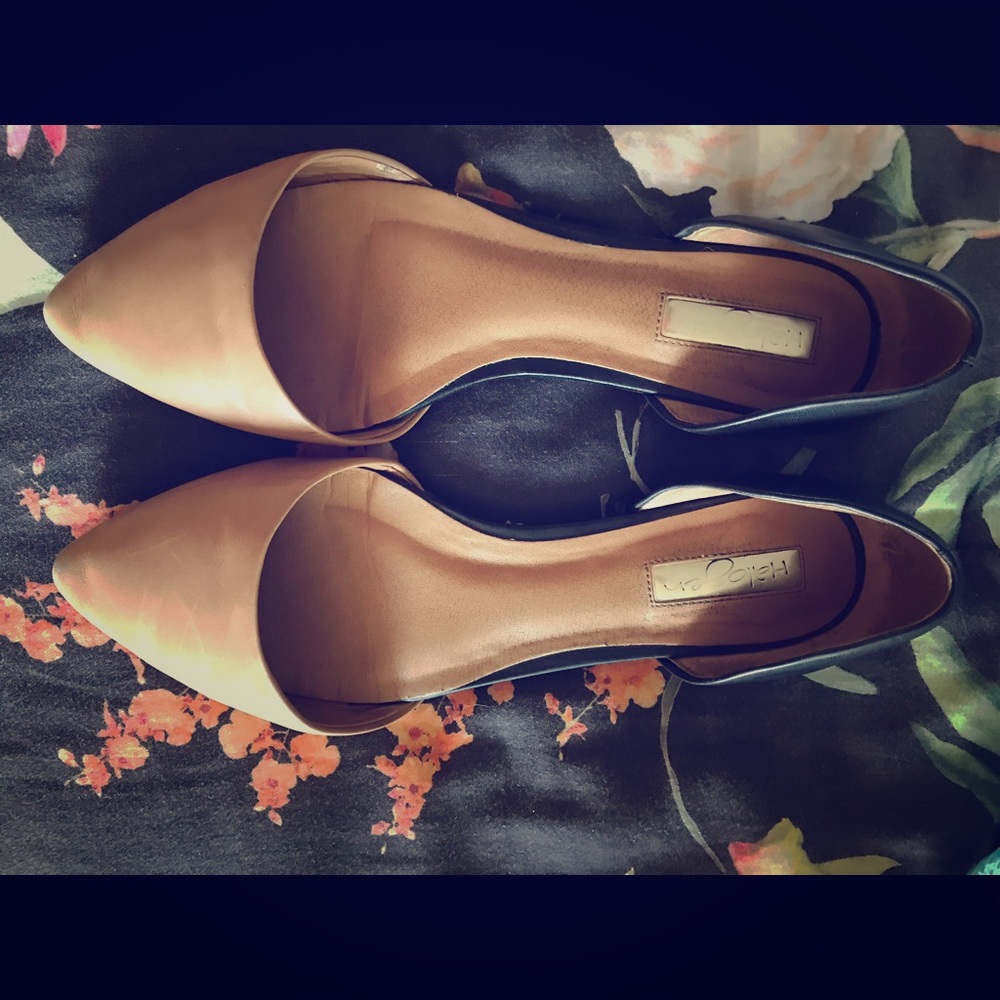 Halogen Hakayla-Lea pointed leather flat Tan/Black